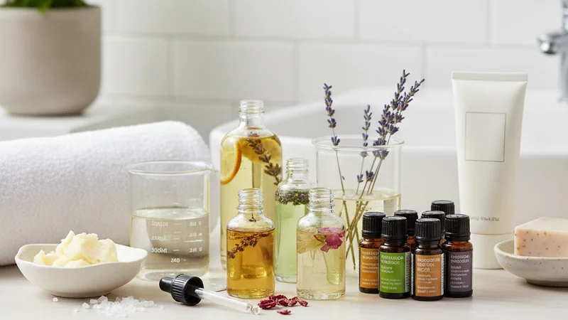 説明:鏡の前で自信を持って微笑む女性。お風呂上がりの肌の輝きを感じさせるカット