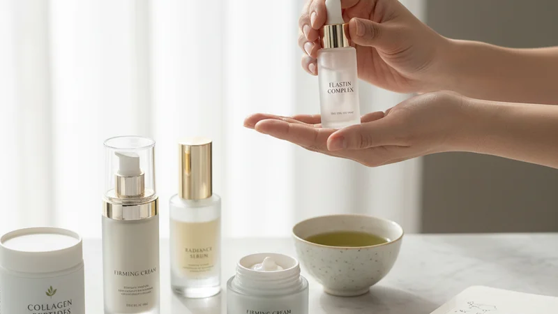 説明:高度な研究施設で成分を分析している様子、または高純度なエラスチンペプチドのイメージ