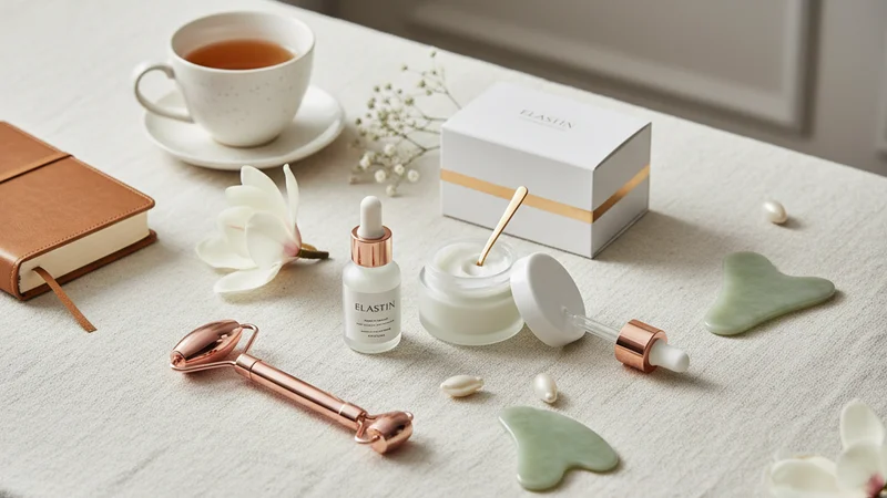 説明:サプリメントの成分表示を真剣にチェックしている女性の手元