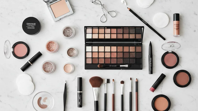 説明:アイシャドウの3色(ベース、中間、締め色)を手に乗せて発色を比較している様子